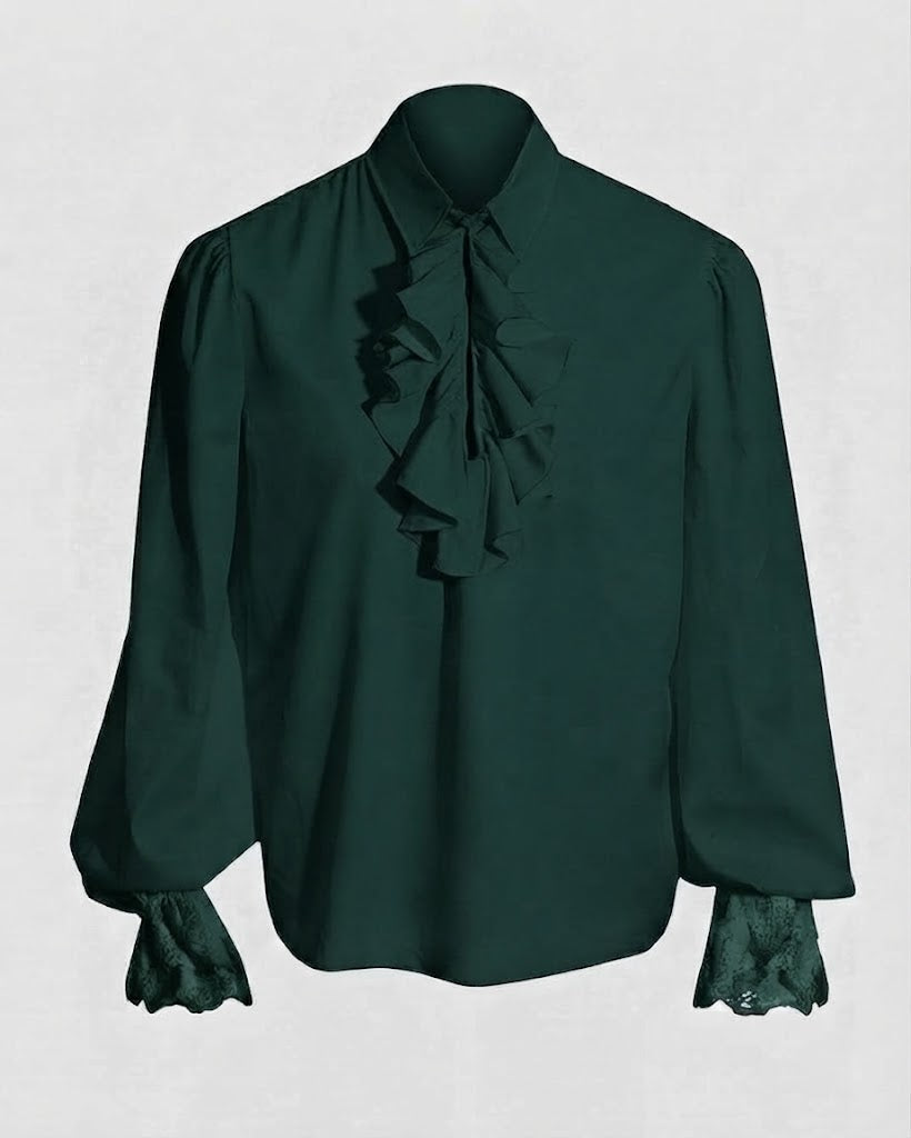 Women Ruffled Blouse with Elegant Collar Area EVA-US