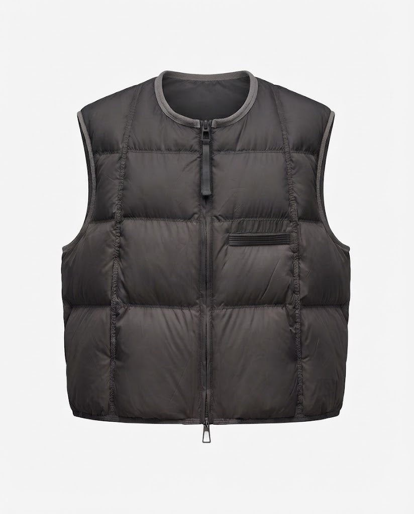 Women's nan lightweight padded quilted vest with adjustable hem, two-way zipper and decorative chest pocket