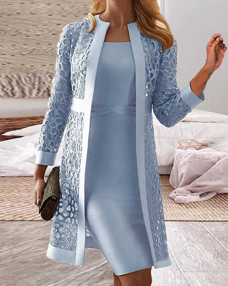 EVA-US | Two Piece Dress with Lace Jacket for Women