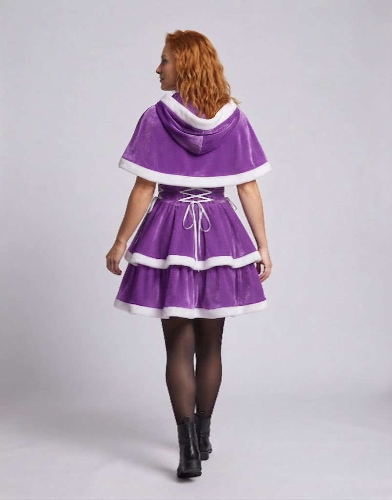 Women's festive dress with hood and ruffles EVA-US
