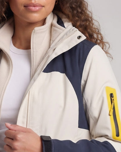 Women's two-piece outdoor jacket with removable fleece inner jacket, wind and water-resistant softshell cover and hood EVA-US