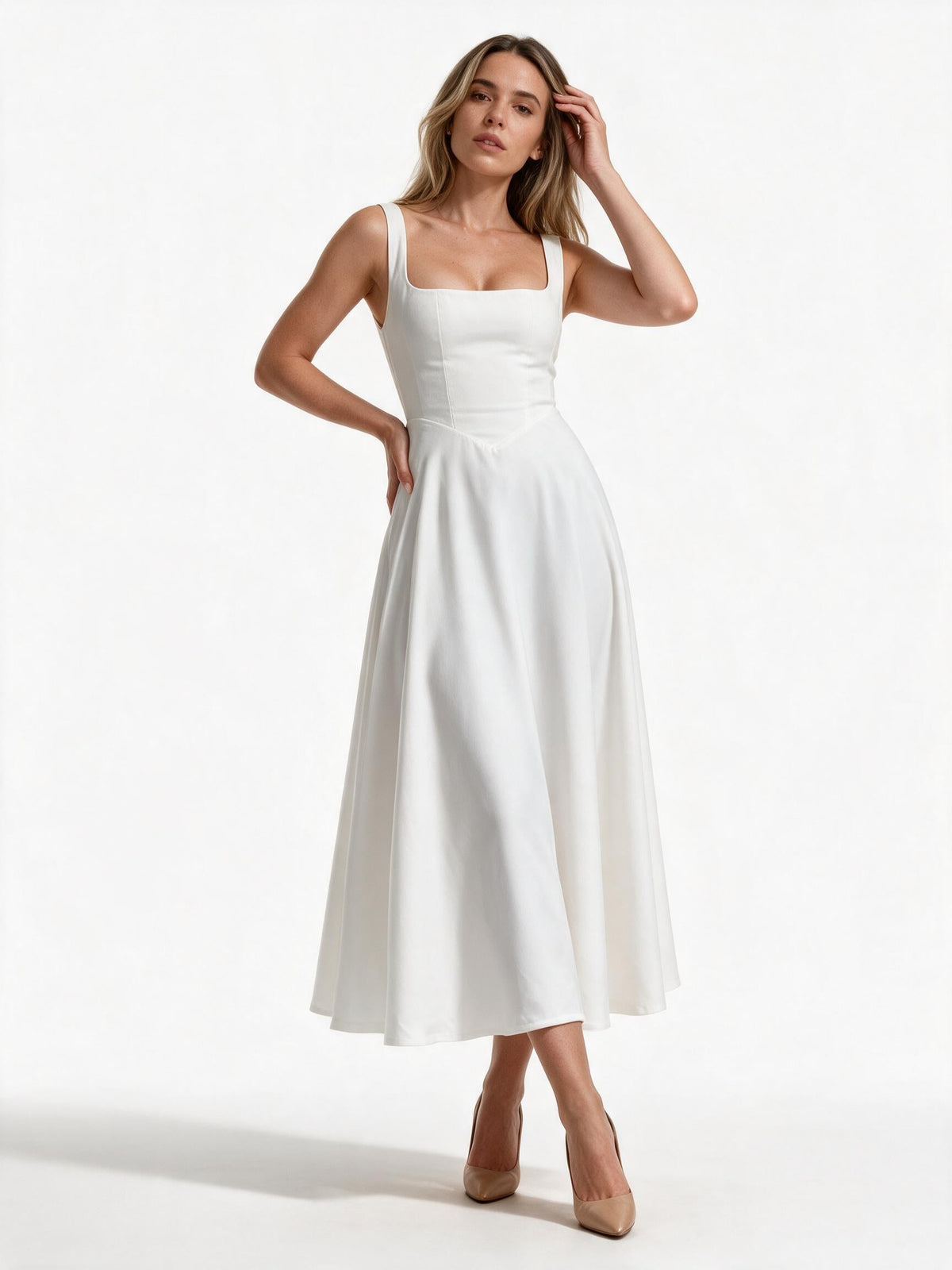 Maxikleid A-Linie mit quadratischem Ausschnitt