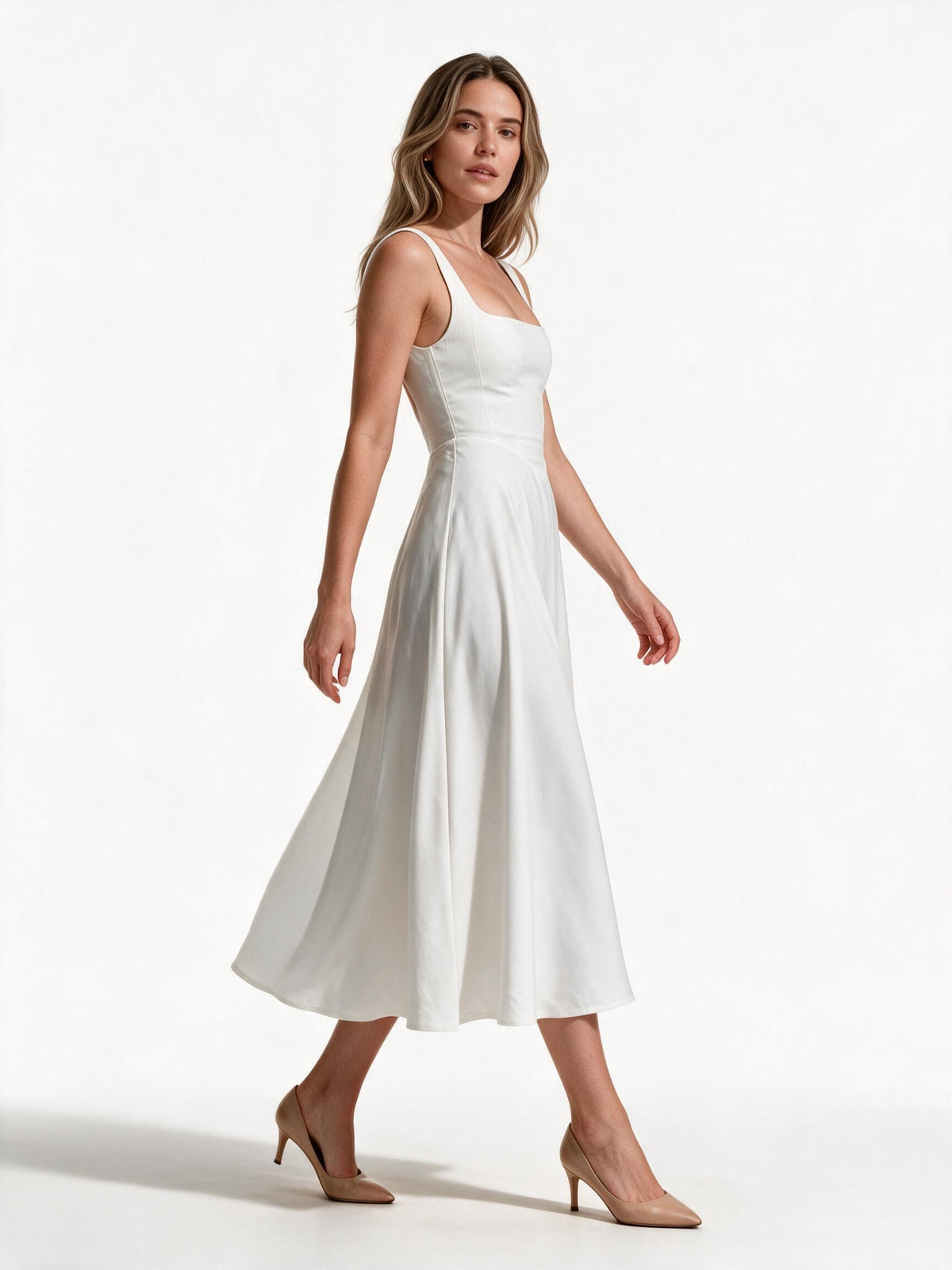 Maxikleid A-Linie mit quadratischem Ausschnitt
