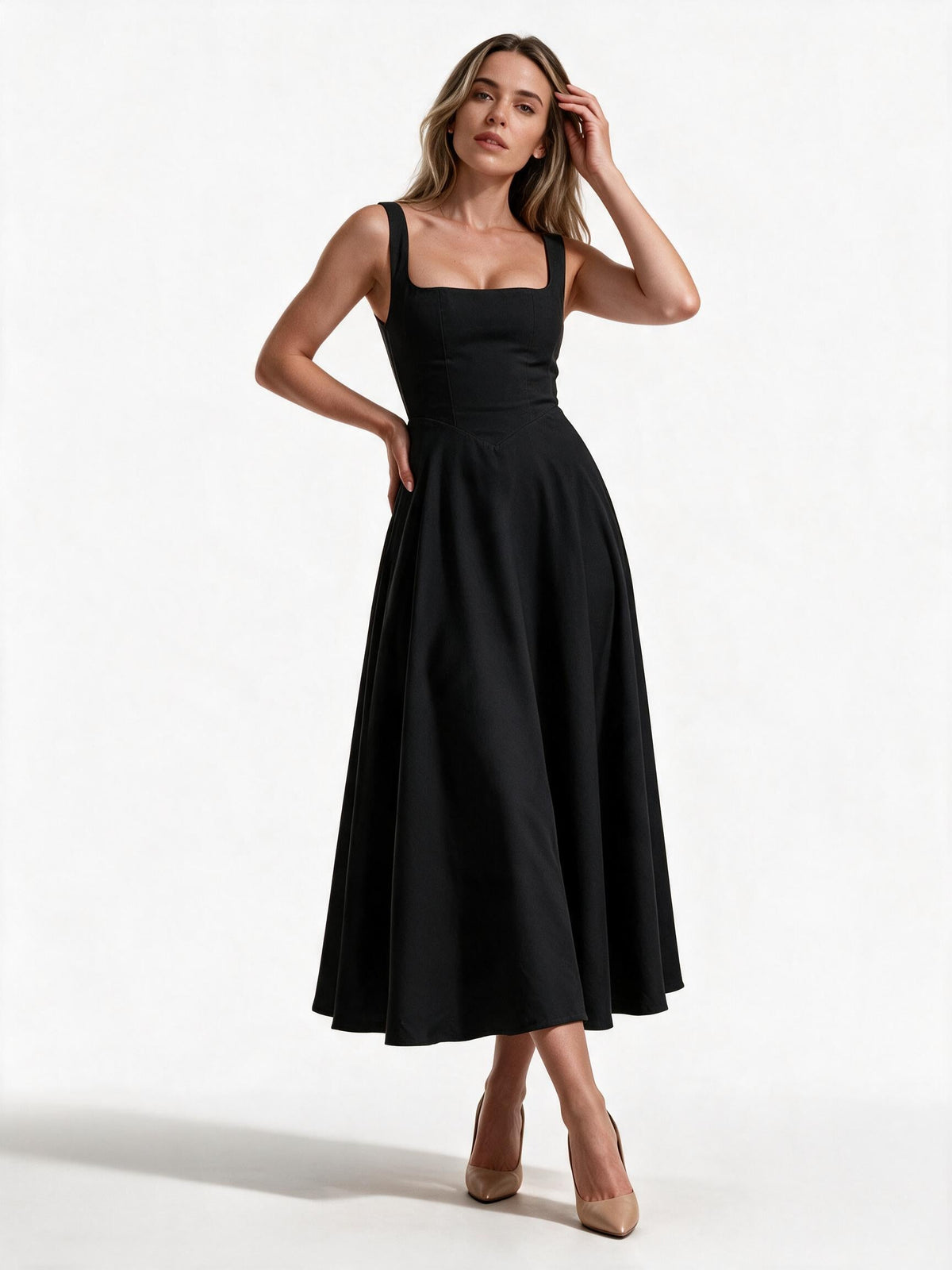 Maxikleid A-Linie mit quadratischem Ausschnitt