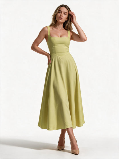 Maxikleid A-Linie mit quadratischem Ausschnitt