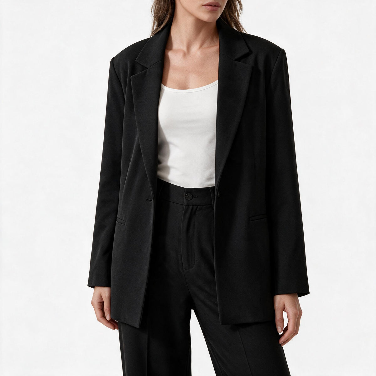 Damen elegantes Anzug-Set mit weitem Hosenbein und modernem Blazer