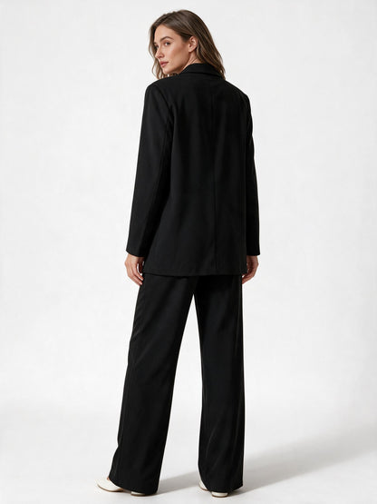 Damen elegantes Anzug-Set mit weitem Hosenbein und modernem Blazer