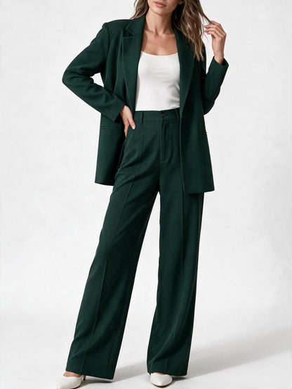 Damen elegantes Anzug-Set mit weitem Hosenbein und modernem Blazer