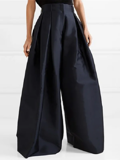 EVA-US | Loose Pants with High Waist Wide Leg and Pleated Pockets