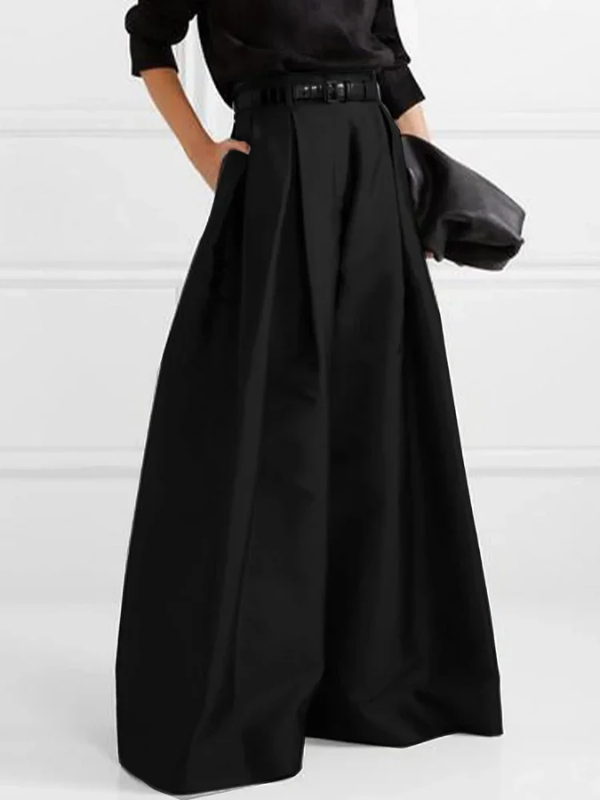 EVA-US | Loose Pants with High Waist Wide Leg and Pleated Pockets