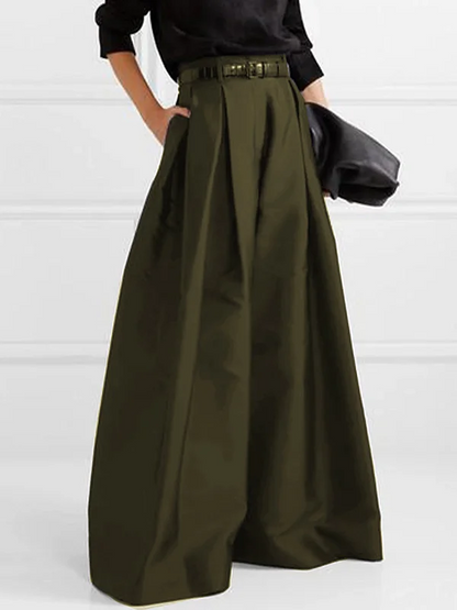 EVA-US | Loose Pants with High Waist Wide Leg and Pleated Pockets