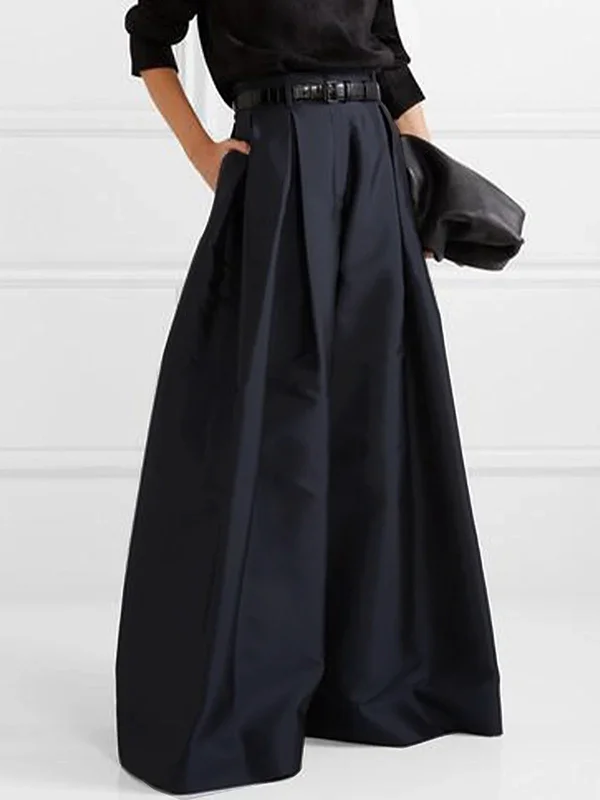 EVA-US | Loose Pants with High Waist Wide Leg and Pleated Pockets