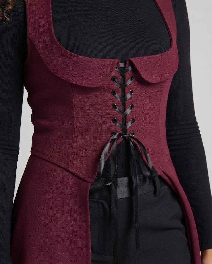 Women's Elegant Dress with Lacing and Asymmetrical Hem EVA-US