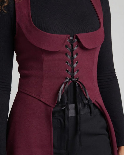 Women's Elegant Dress with Lacing and Asymmetrical Hem EVA-US