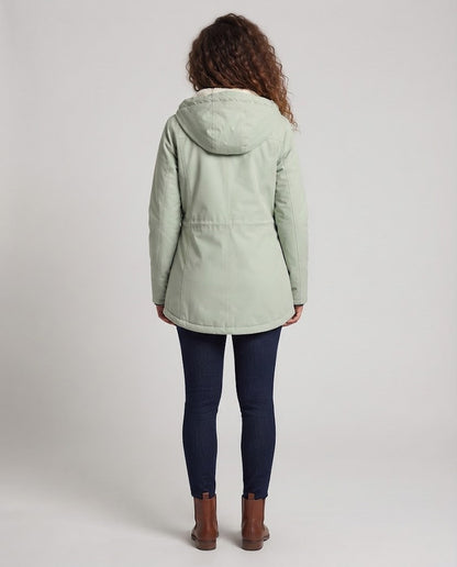Women's Lined Hooded Parka with Teddy Lining, Drawstring and Flap Pockets EVA-US