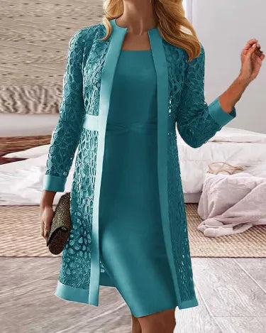 EVA-US | Two Piece Dress with Lace Jacket for Women
