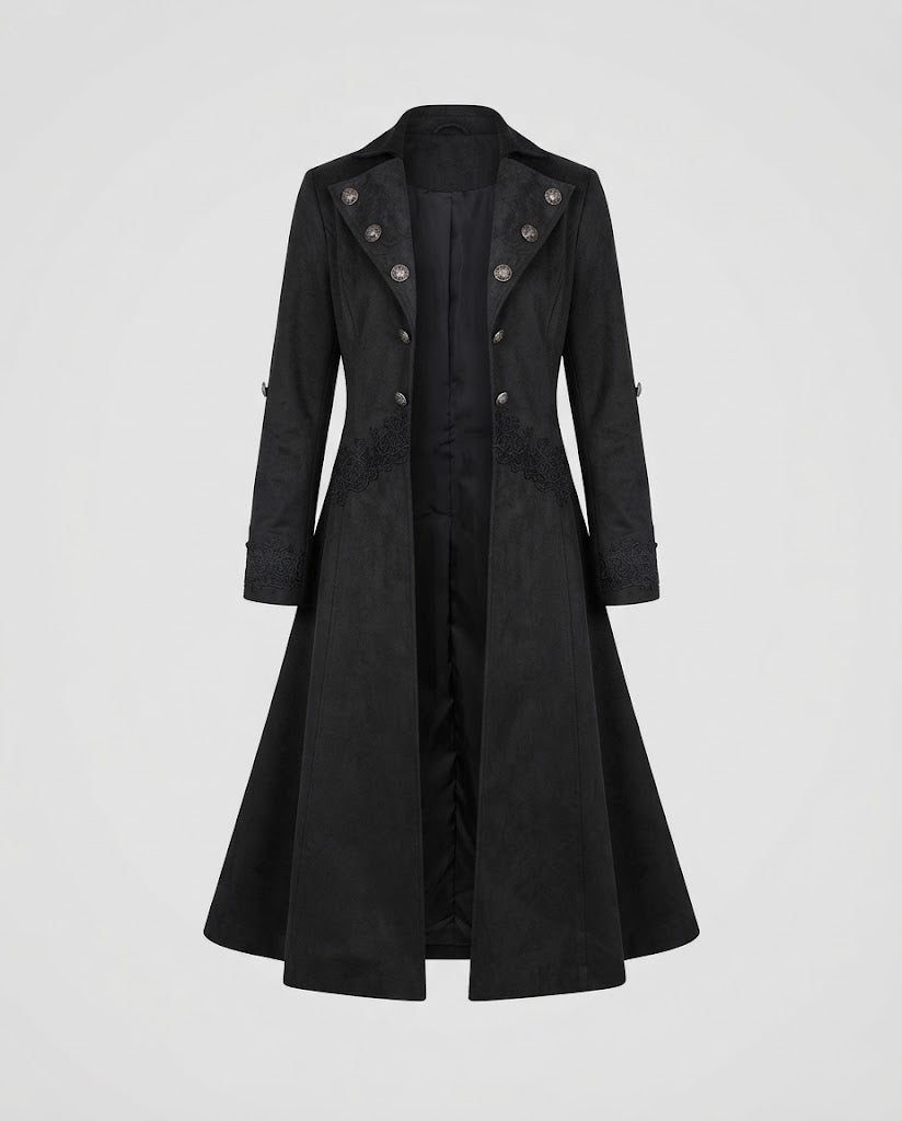 Women’s Velvet Jacket with Asymmetric Hem and Lace Trim EVA-US