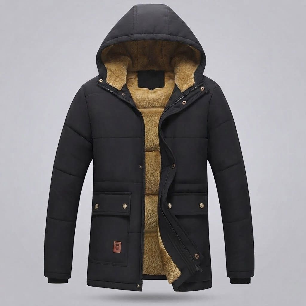 Men's hooded parka with all-over teddy fleece lining and thermal insulation EVA-US