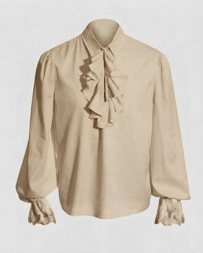 Women Ruffled Blouse with Elegant Collar Area EVA-US