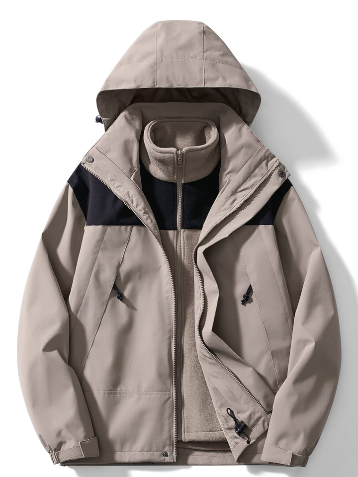 3 in 1 Outdoor Jacket Waterproof Windproof Removable Hood