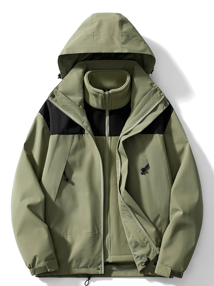 3 in 1 Outdoor Jacket Waterproof Windproof Removable Hood