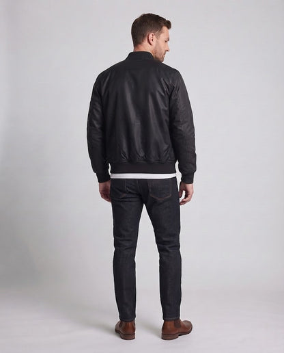 Men's lightweight nylon flight bomber with arm pocket, dual zipper and ribbed cuffs EVA-US