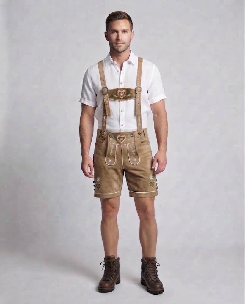 Men's traditional folk costume shorts with detailed embroidery EVA-US