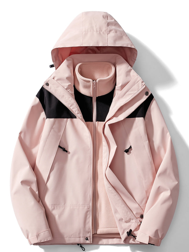 3 in 1 Outdoor Jacket Waterproof Windproof Removable Hood