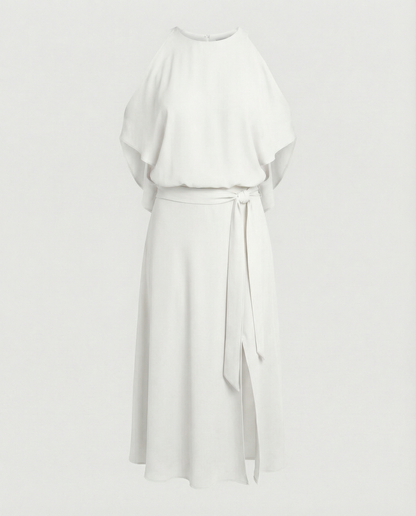 Elegant Dress with Fashionable Shoulder Cutouts - colorway