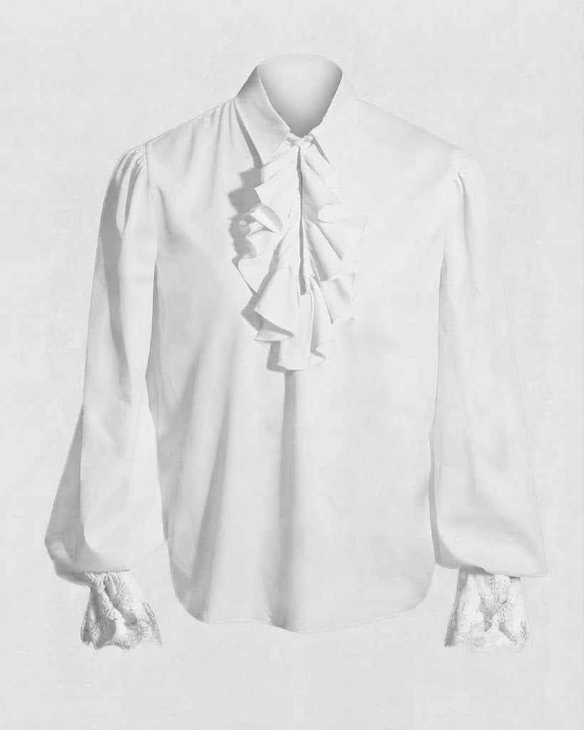 Women Ruffled Blouse with Elegant Collar Area EVA-US