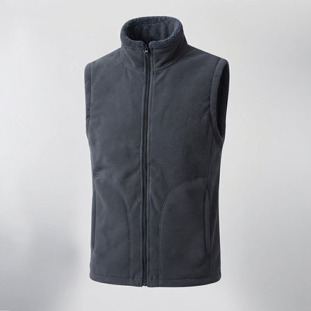 Men's Warm Thermal Fleece Vest with Sherpa Inner Lining, Stand Collar and Hidden Side Pockets EVA-US