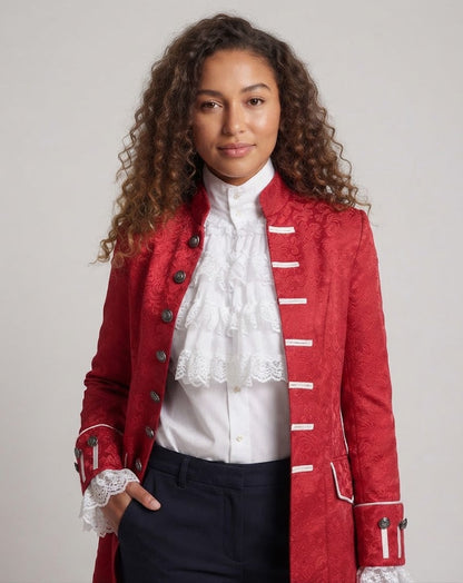 Ladies Elegant Ruffle Shirt with Decorative Lace Cut-Outs EVA-US
