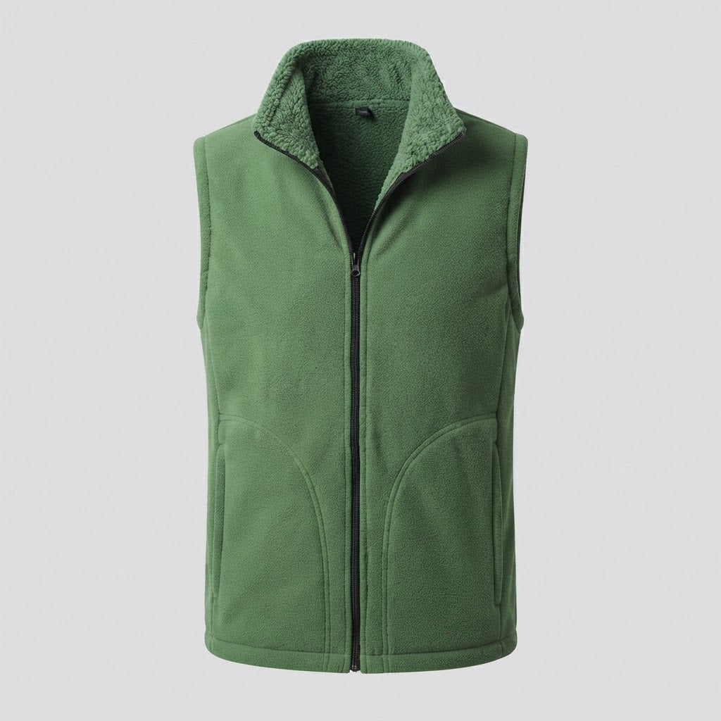 Men's Warm Thermal Fleece Vest with Sherpa Inner Lining, Stand Collar and Hidden Side Pockets EVA-US