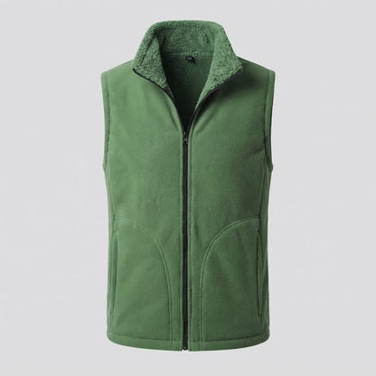 Men's Warm Thermal Fleece Vest with Sherpa Inner Lining, Stand Collar and Hidden Side Pockets EVA-US