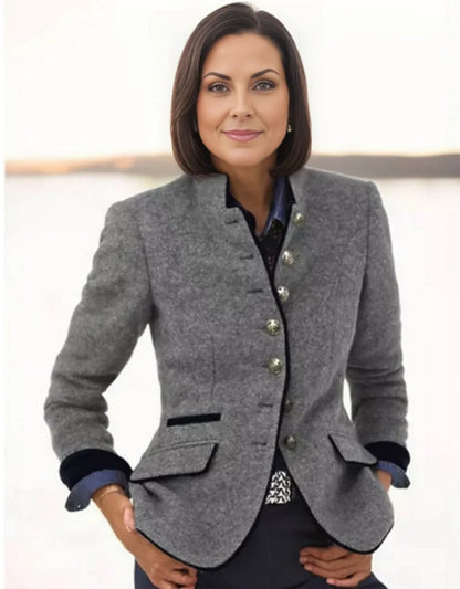 EVA-US | Multi-button Women's Jacket Made of Wool With Color Combination