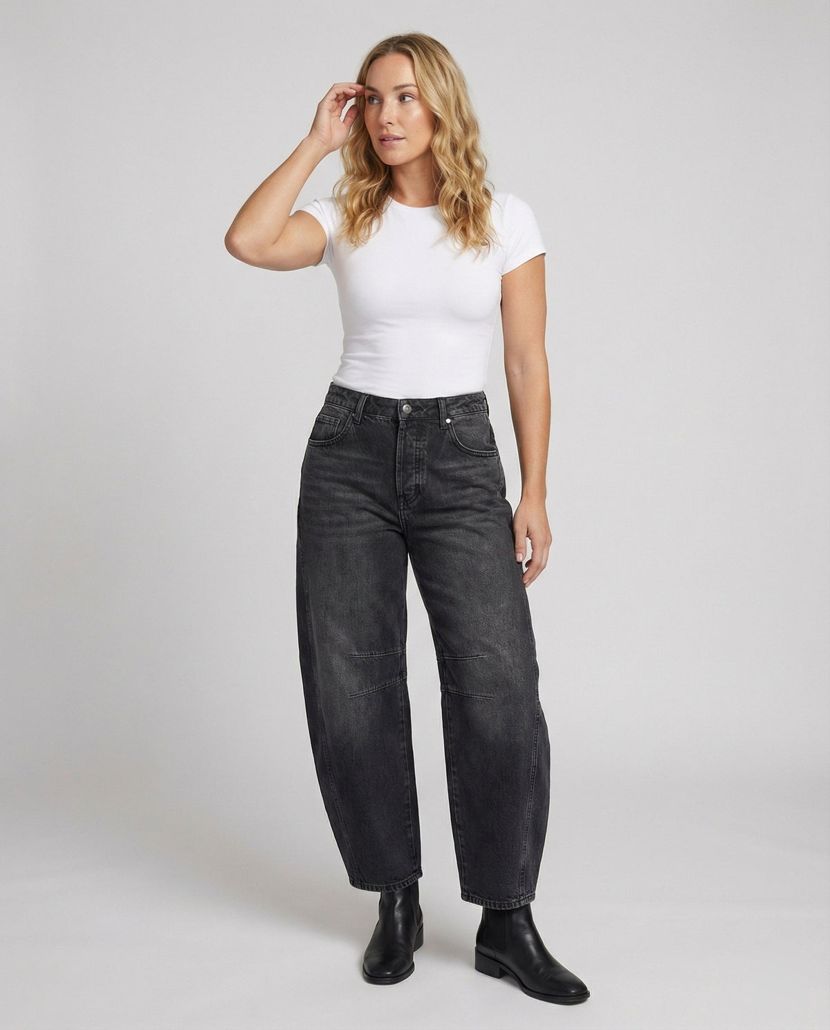 EVA-US | Mid Rise Barrel Jeans for Women