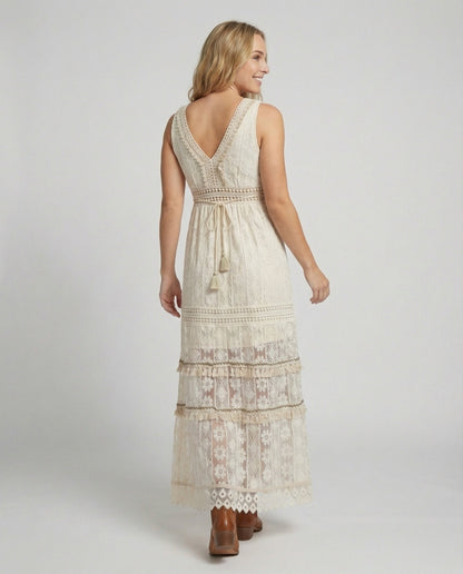 Graceful Boho Lace Dress for Summer - back view