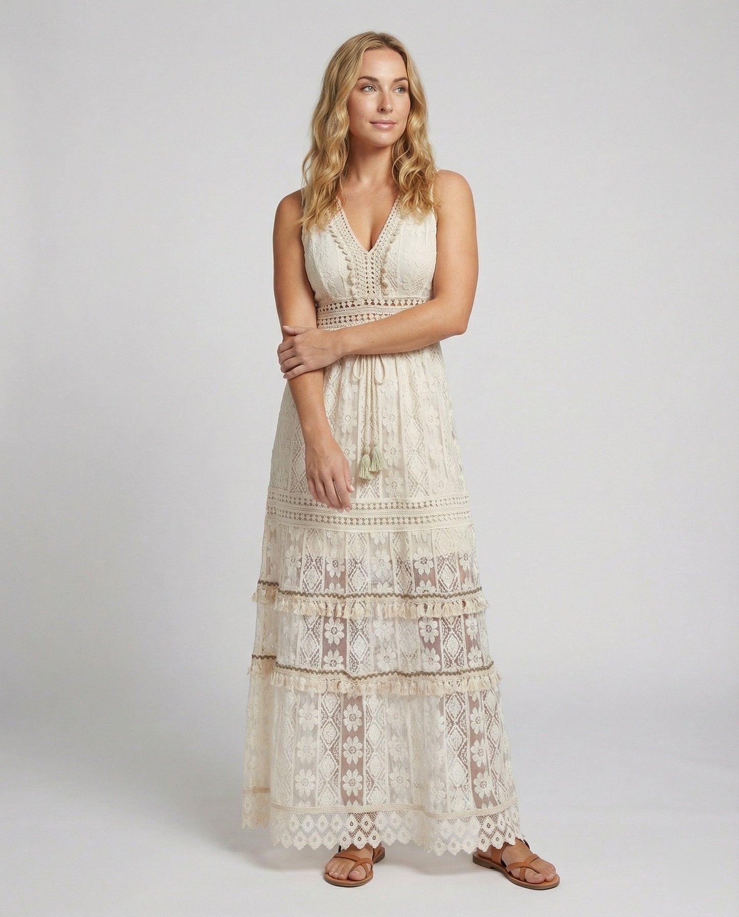 Graceful Boho Lace Dress for Summer - front view