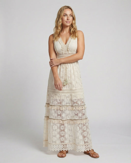Graceful Boho Lace Dress for Summer - front view