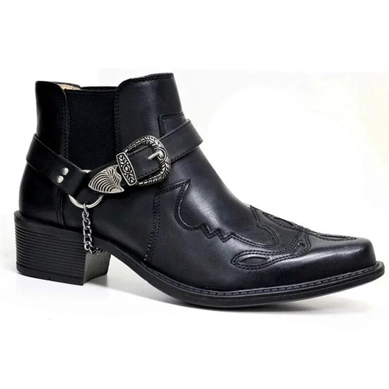 EVA-US | Men's Western Boots Black Leather