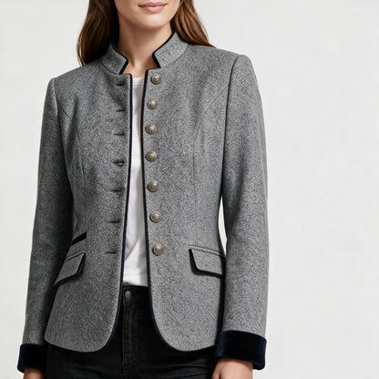 Klassische Strukturierte Premium Komfort Wolljacke Damen