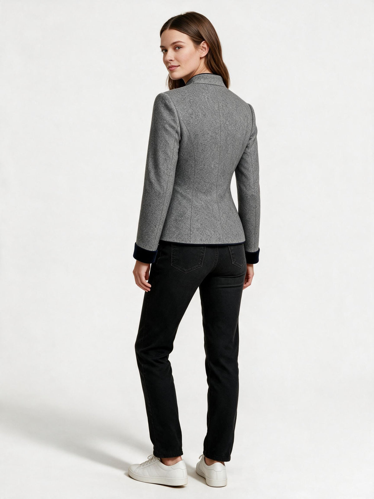 Klassische Strukturierte Premium Komfort Wolljacke Damen