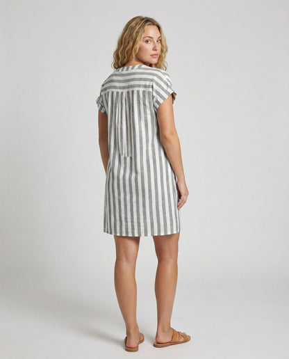 Ladies Airy Shirt Dress Made of Linen Blend - back view