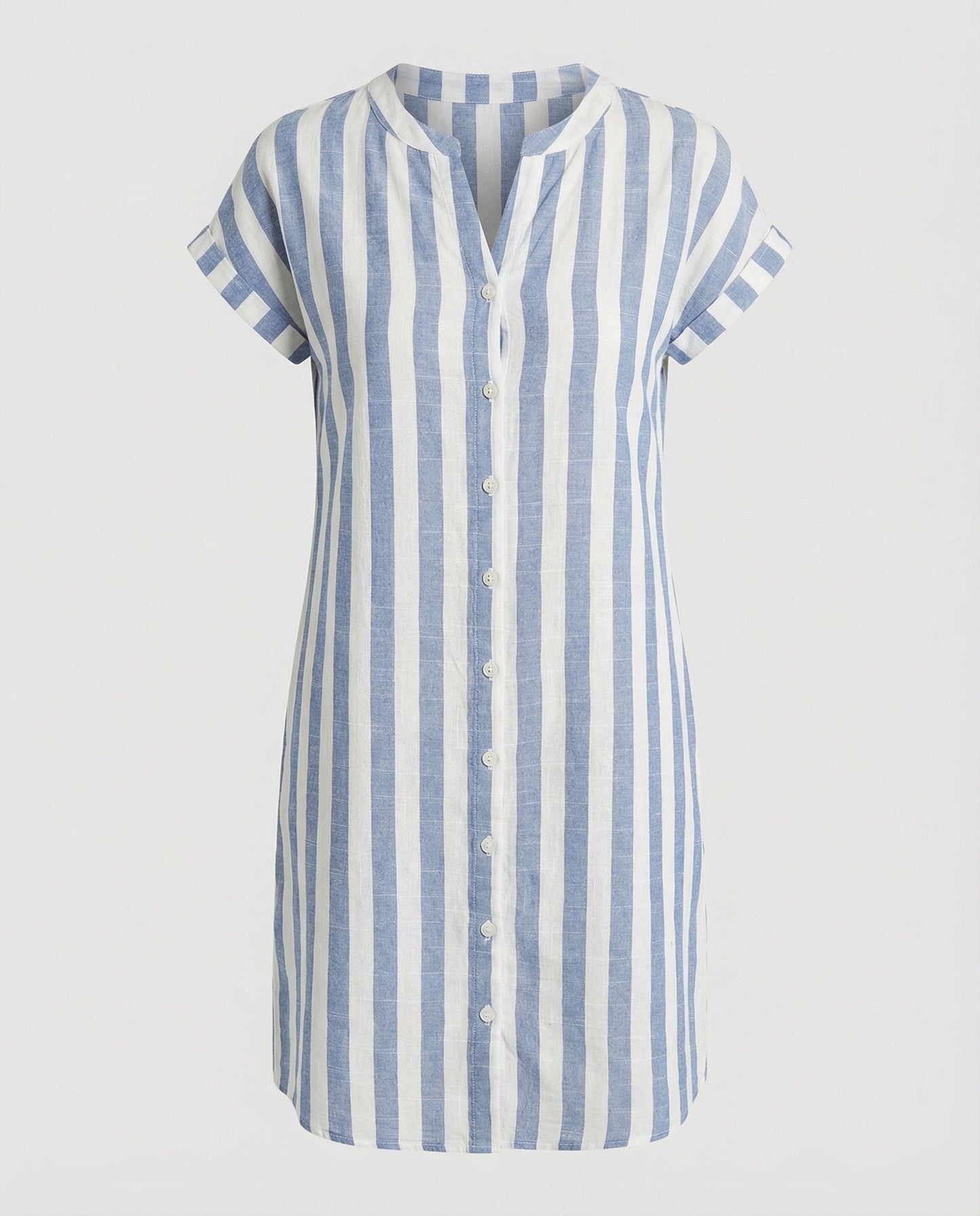Ladies Airy Shirt Dress Made of Linen Blend - Dark Blue colorway