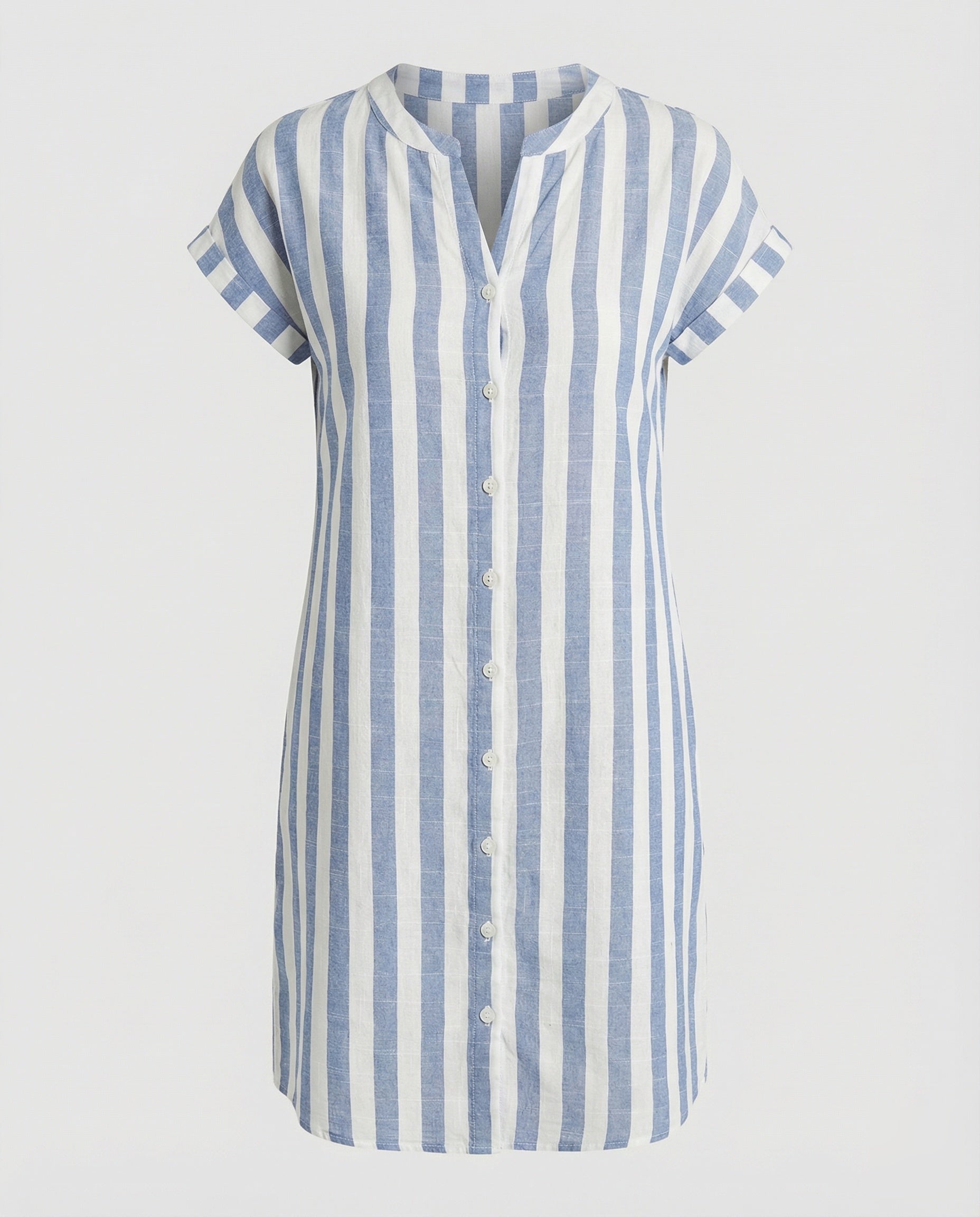 Ladies Airy Shirt Dress Made of Linen Blend - Dark Blue colorway