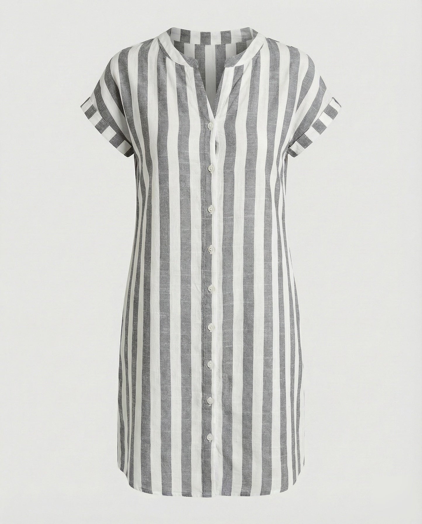 Ladies Airy Shirt Dress Made of Linen Blend - Grey colorway