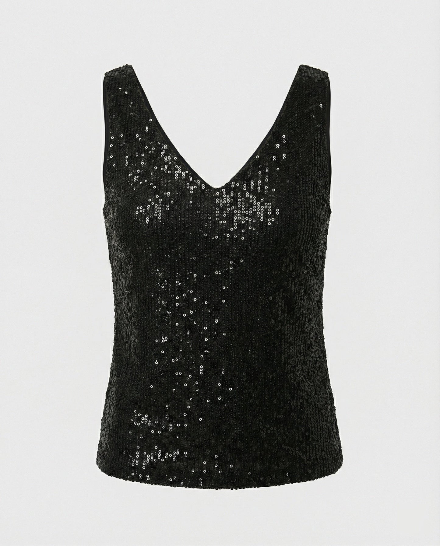 Ladies Glittering Top with V-Neck and Sparkling Sequin Trim - product photo