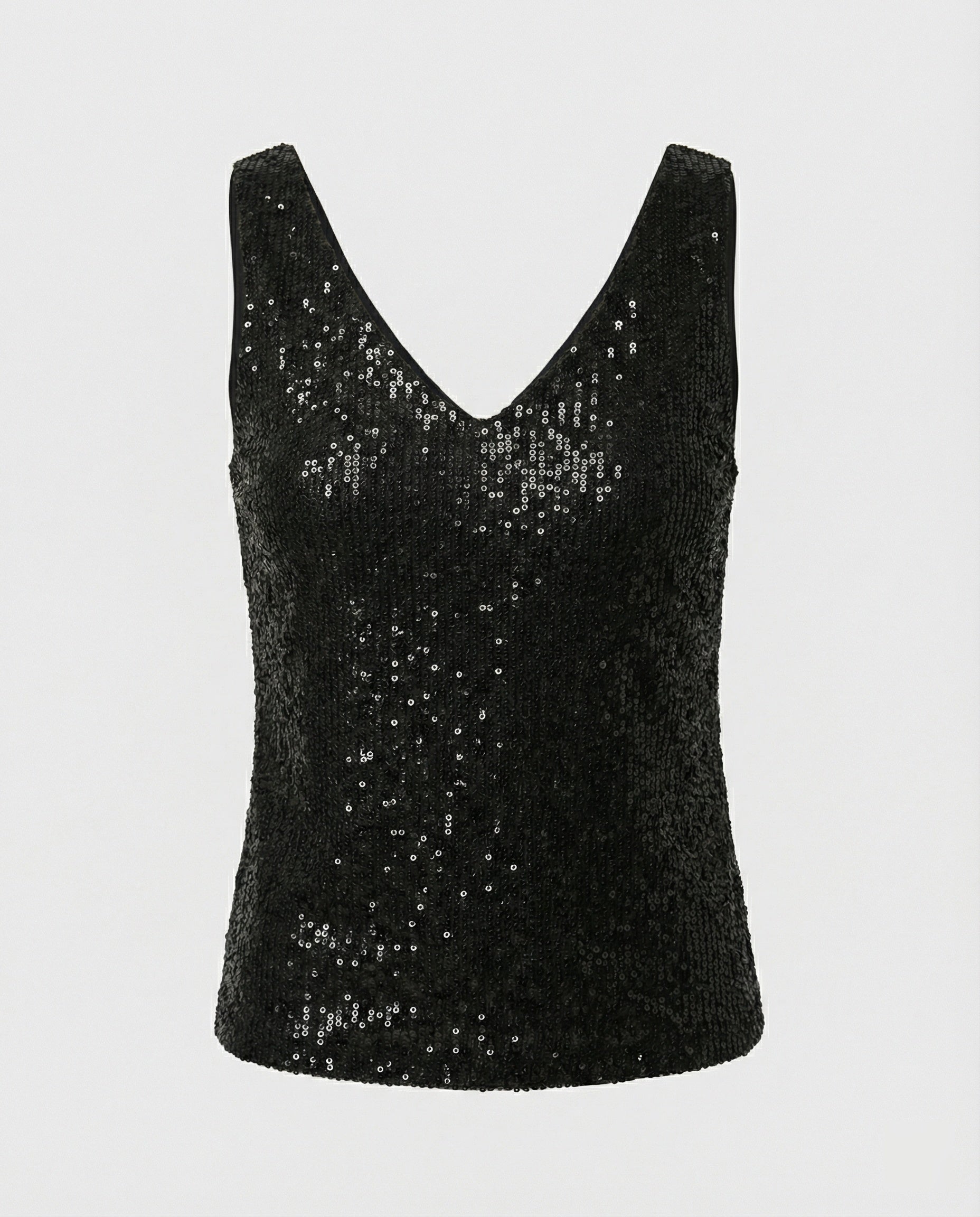 Ladies Glittering Top with V-Neck and Sparkling Sequin Trim - product photo