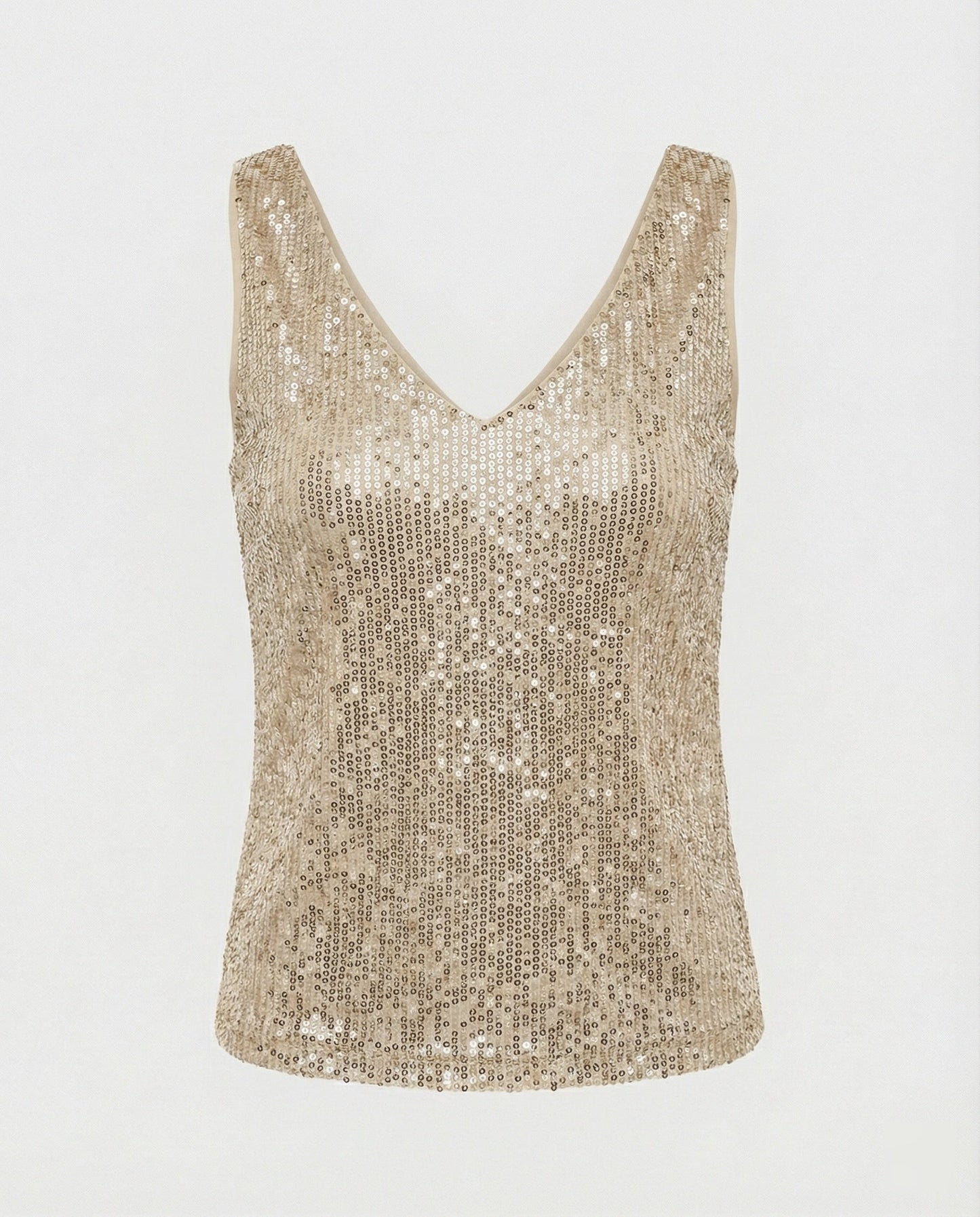 Ladies Glittering Top with V-Neck and Sparkling Sequin Trim - product photo