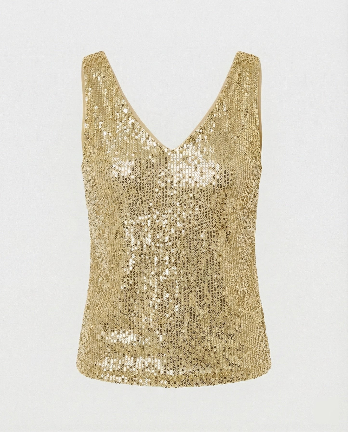 Ladies Glittering Top with V-Neck and Sparkling Sequin Trim - product photo
